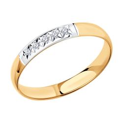 Золотое обручальное кольцо 3 мм SOKOLOV с бриллиантом 1110168 фото