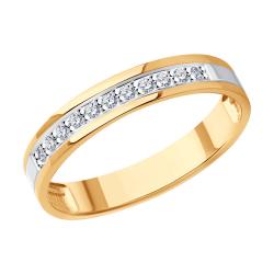 Золотое обручальное кольцо 3,8 мм SOKOLOV с бриллиантом 1110222 фото