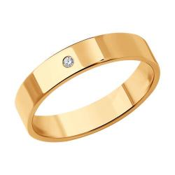 Золотое обручальное кольцо 4 мм SOKOLOV с бриллиантом 1110227 фото