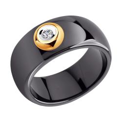 Золотое кольцо SOKOLOV с бриллиантом и керамикой 6015010 фото