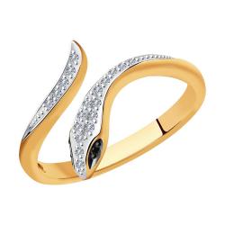 Золотое кольцо SOKOLOV с бриллиантом и чёрным бриллиантом 7010066 фото