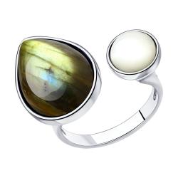 Серебряное кольцо SOKOLOV с перламутром и лабрадоритом 83010074 фото