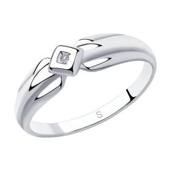 Серебряное кольцо SOKOLOV с бриллиантом 87010027 фото