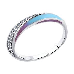 Серебряное кольцо SOKOLOV с фианитом и эмалью 94012942 фото