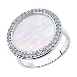 Серебряное кольцо SOKOLOV с фианитом и перламутром 94013021 фото