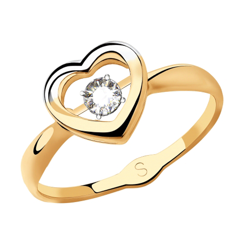 Золотое кольцо SOKOLOV с танцующим фианитом 018143 фото
