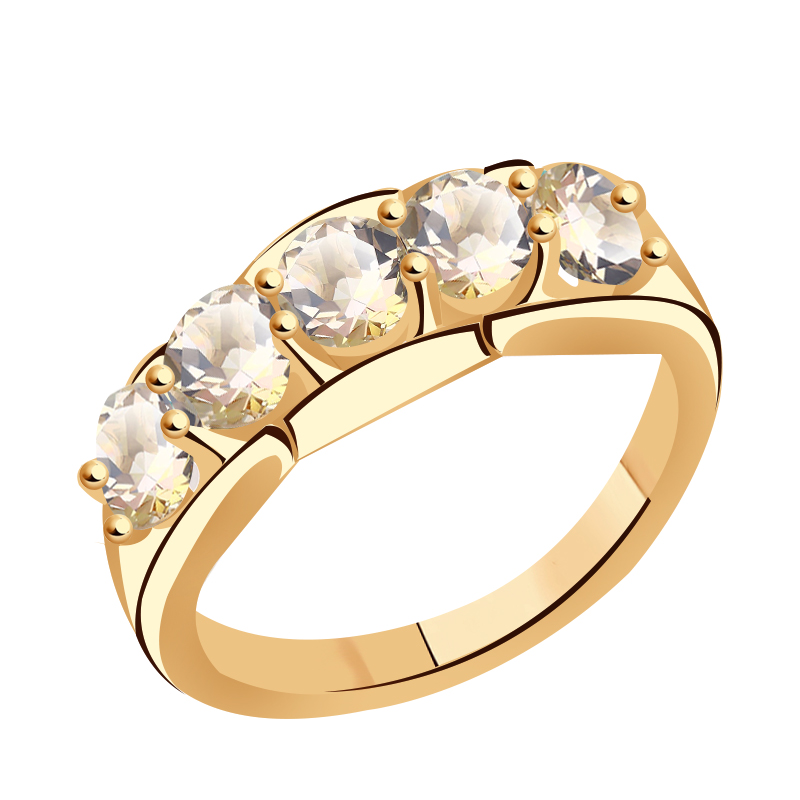 Золотое кольцо ТД Эстет с Swarovski