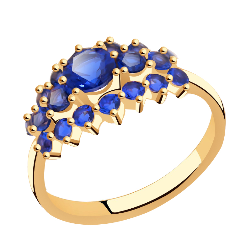 Золотое кольцо ТД Эстет с гидротермальным сапфиром