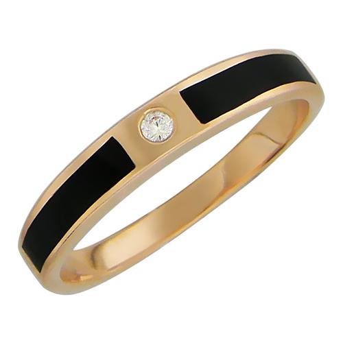 Золотое кольцо ТД Эстет с фианитом и ониксом