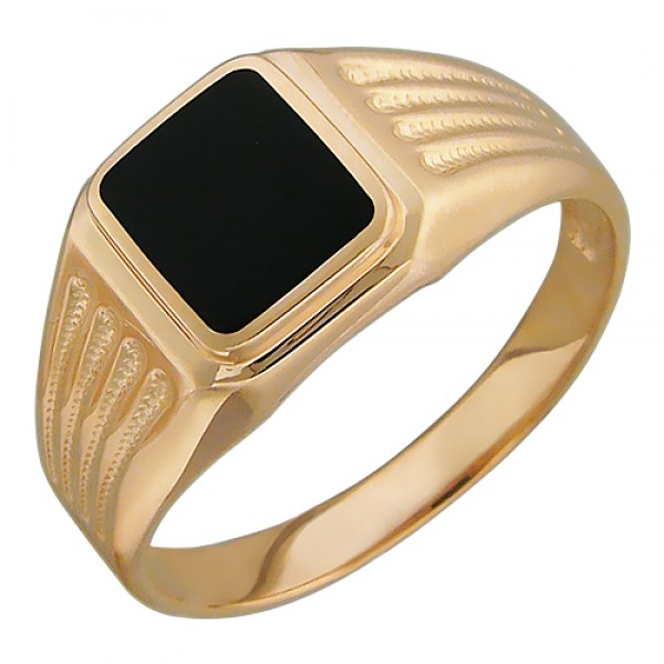 Золотое кольцо ТД Эстет с ониксом