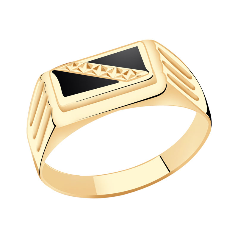 Золотое кольцо Золотые узоры с эмалью