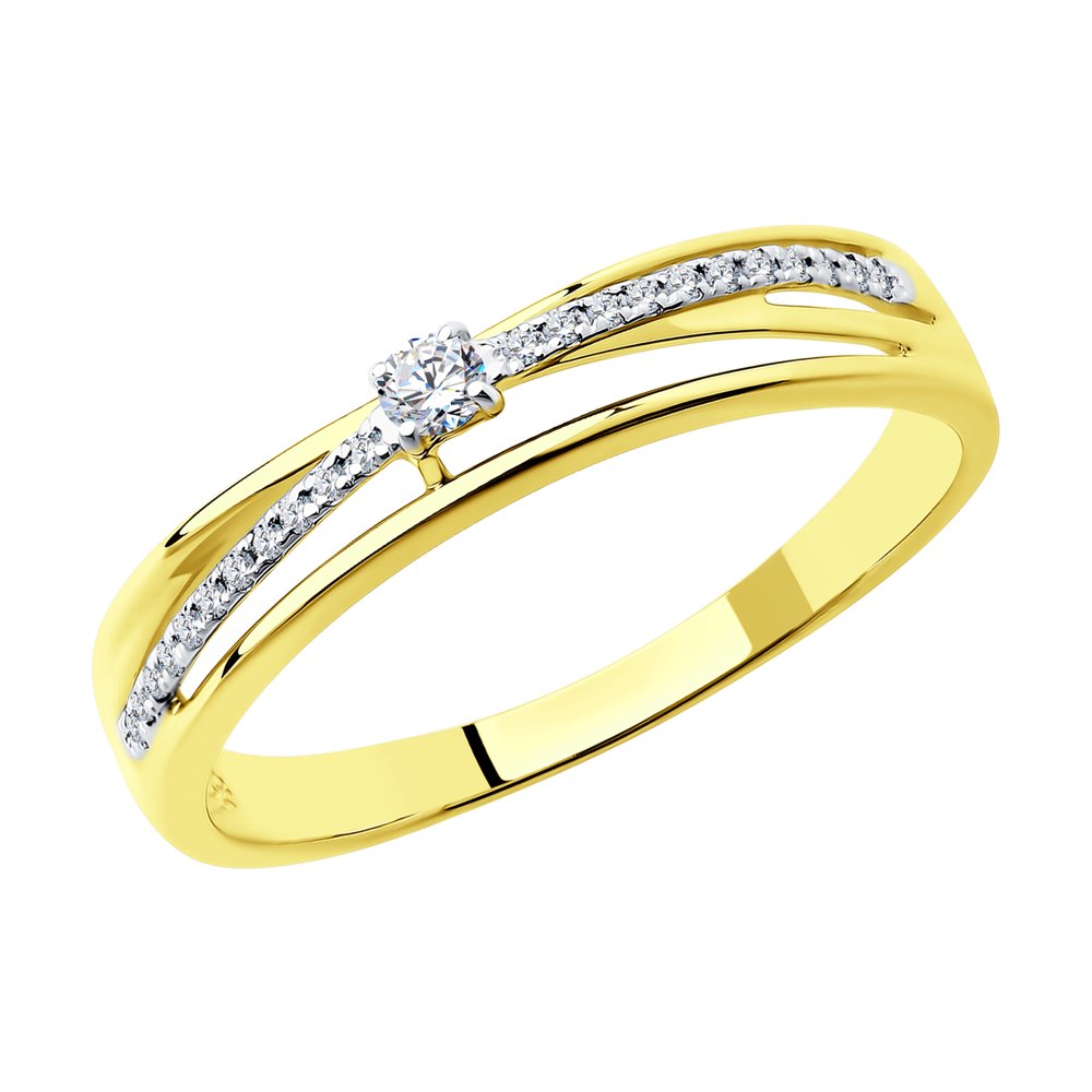 Помолвочное кольцо из лимонного серебра SOKOLOV с бриллиантом