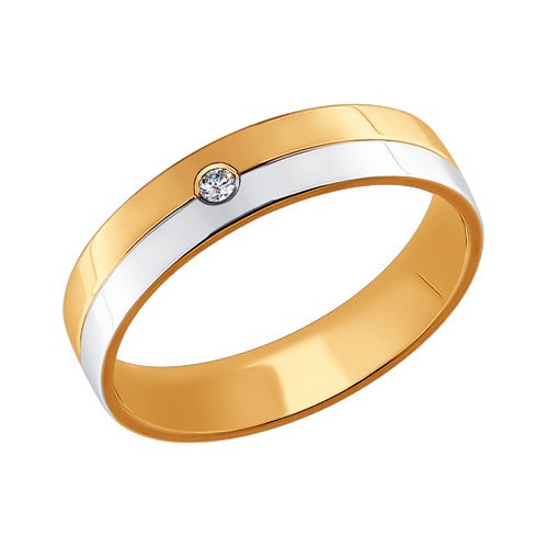 Золотое обручальное кольцо 5 мм SOKOLOV с бриллиантом
