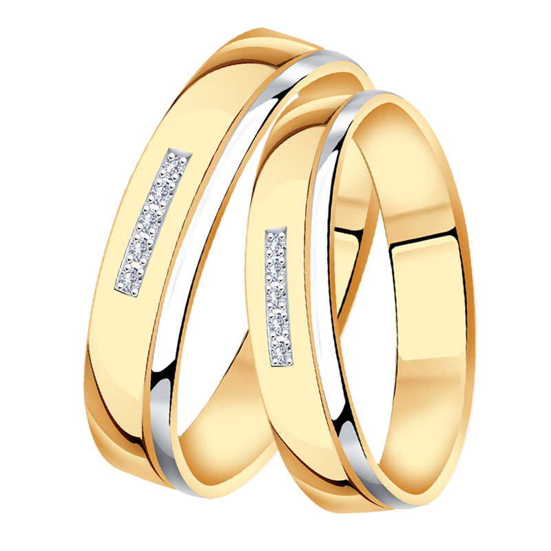 Золотое обручальное кольцо 5 мм SOKOLOV с бриллиантом