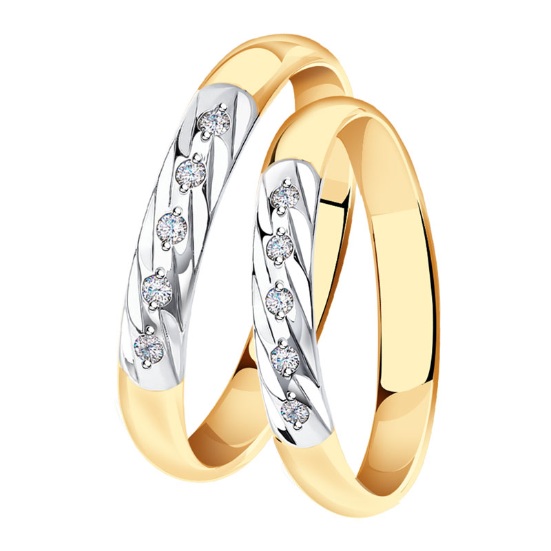Золотое обручальное кольцо 3 мм SOKOLOV с бриллиантом
