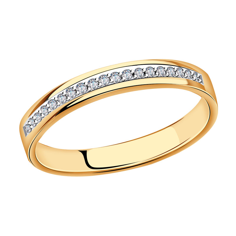 Золотое обручальное кольцо 3 мм АЛЬКОР с бриллиантом