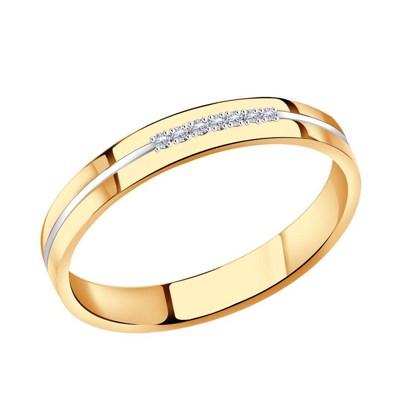 Золотое обручальное кольцо 3 мм АЛЬКОР с бриллиантом