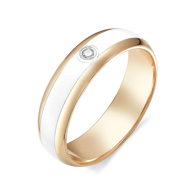 Золотое кольцо АЛЬКОР с бриллиантом и керамикой