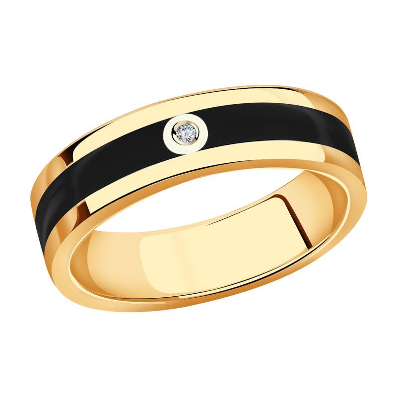 Золотое обручальное кольцо 6 мм АЛЬКОР с бриллиантом