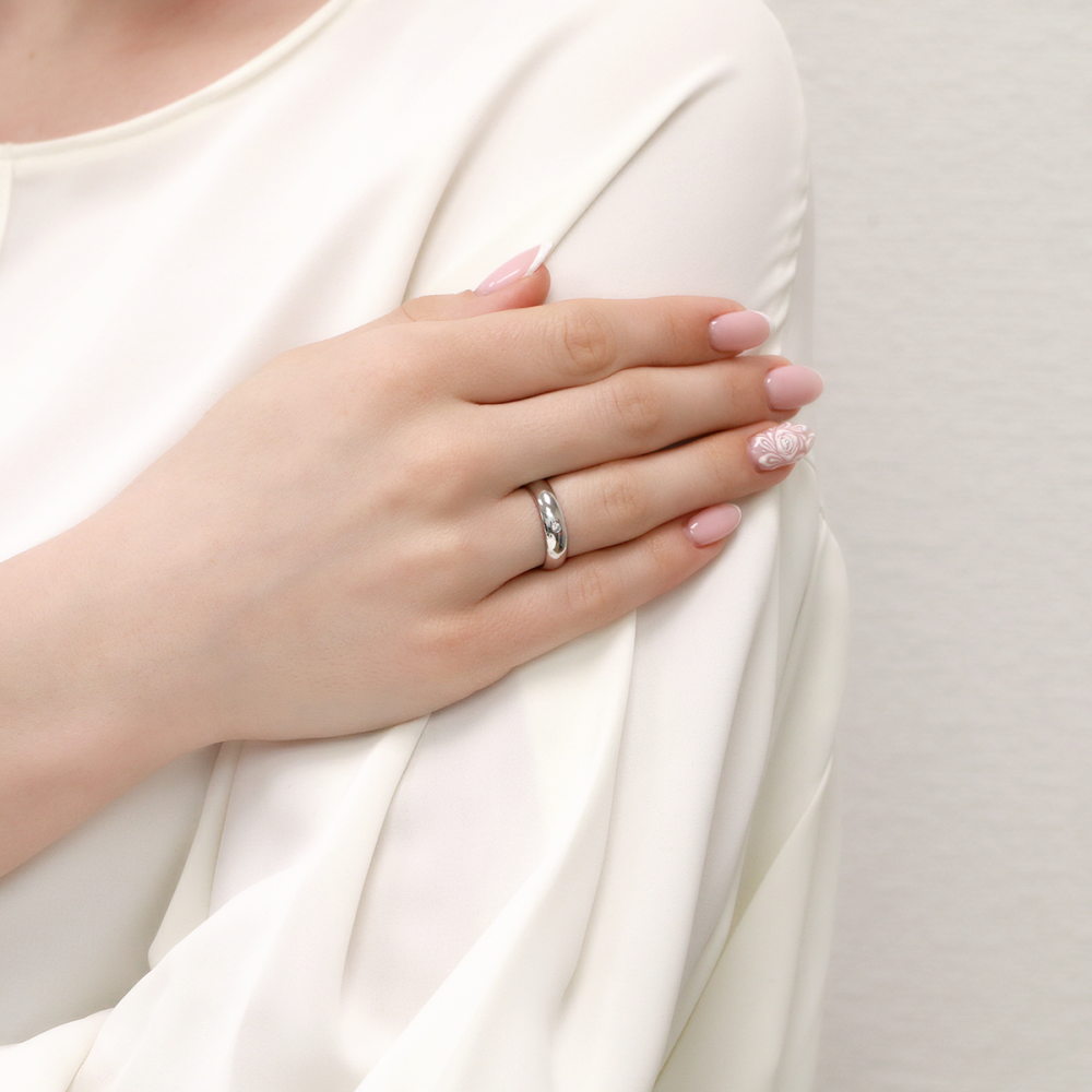 Обручальное кольцо из белого золота 5 мм АЛЬКОР с бриллиантом