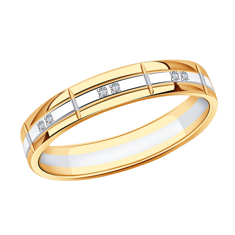 Золотое обручальное кольцо 4 мм АЛЬКОР с бриллиантом