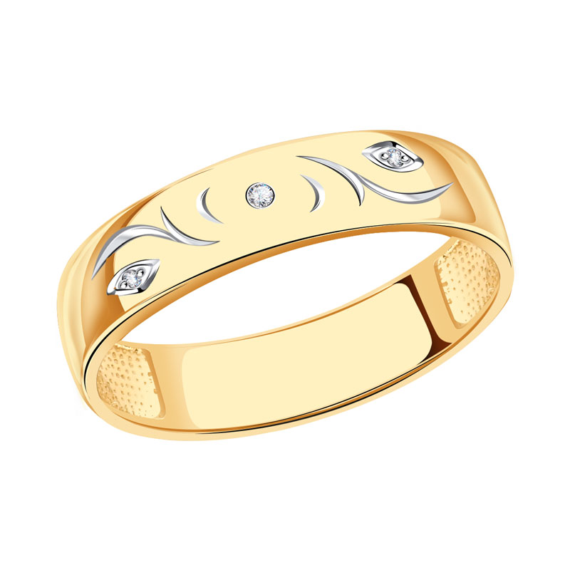 Золотое обручальное кольцо 5 мм АЛЬКОР с бриллиантом