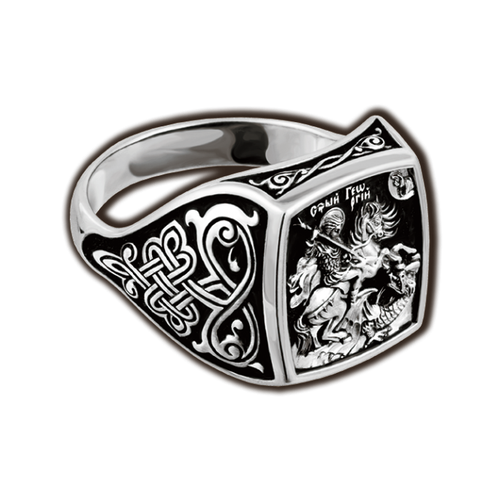 Серебряное кольцо Великомученик Георгий Победоносец ЮЗ Елизавета