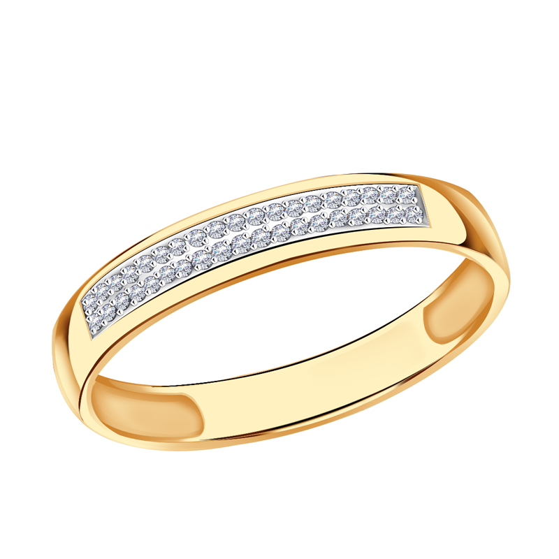 Золотое обручальное кольцо 3,5 мм АЛЬКОР с бриллиантом