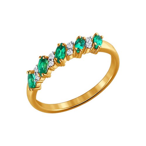 Золотое кольцо SOKOLOV с бриллиантом и изумрудом