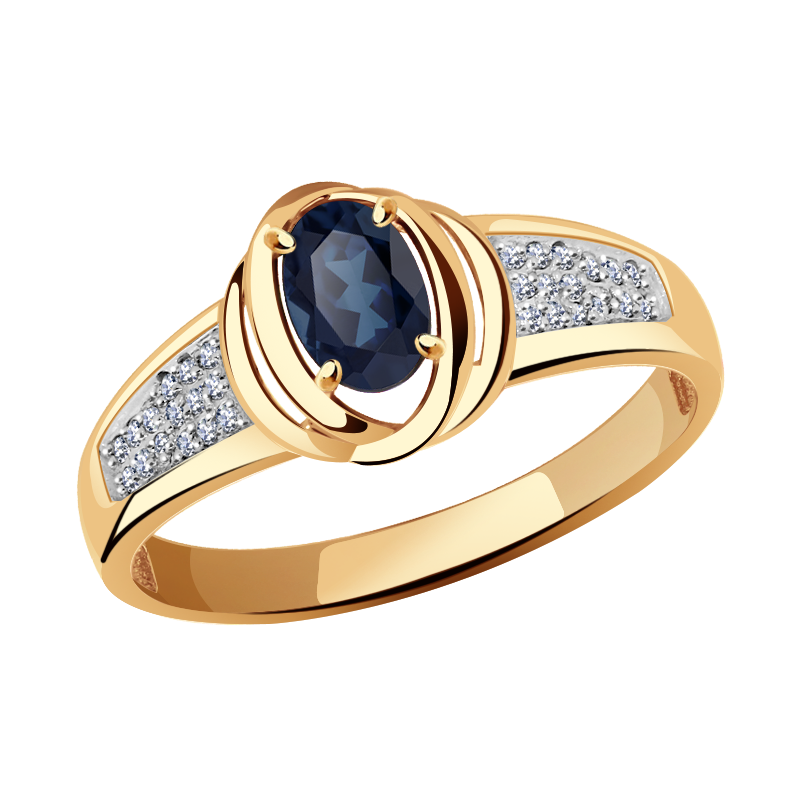 Золотое кольцо Александра с бриллиантом и сапфиром