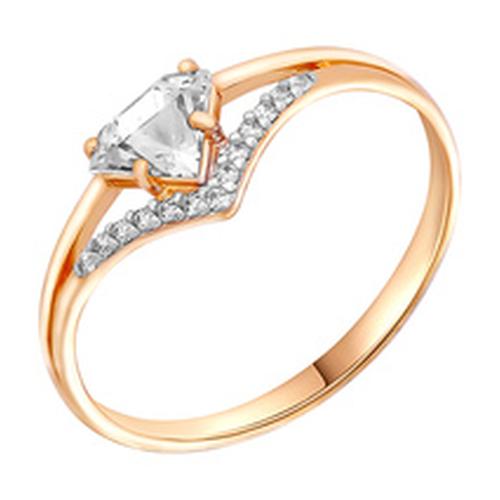 Золотое кольцо Золотые узоры с кристаллом Swarovski
