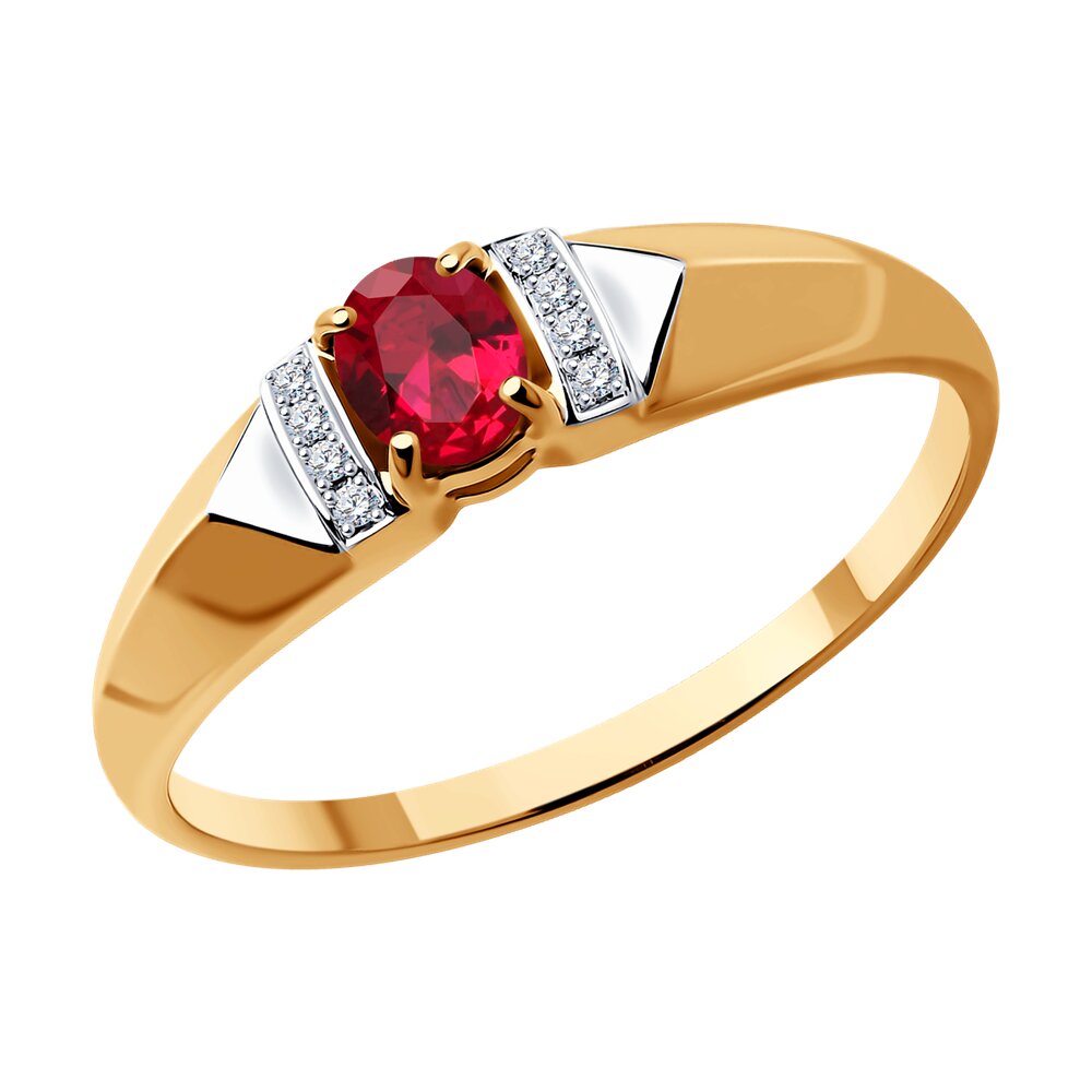 Золотое кольцо SOKOLOV с бриллиантом и рубином