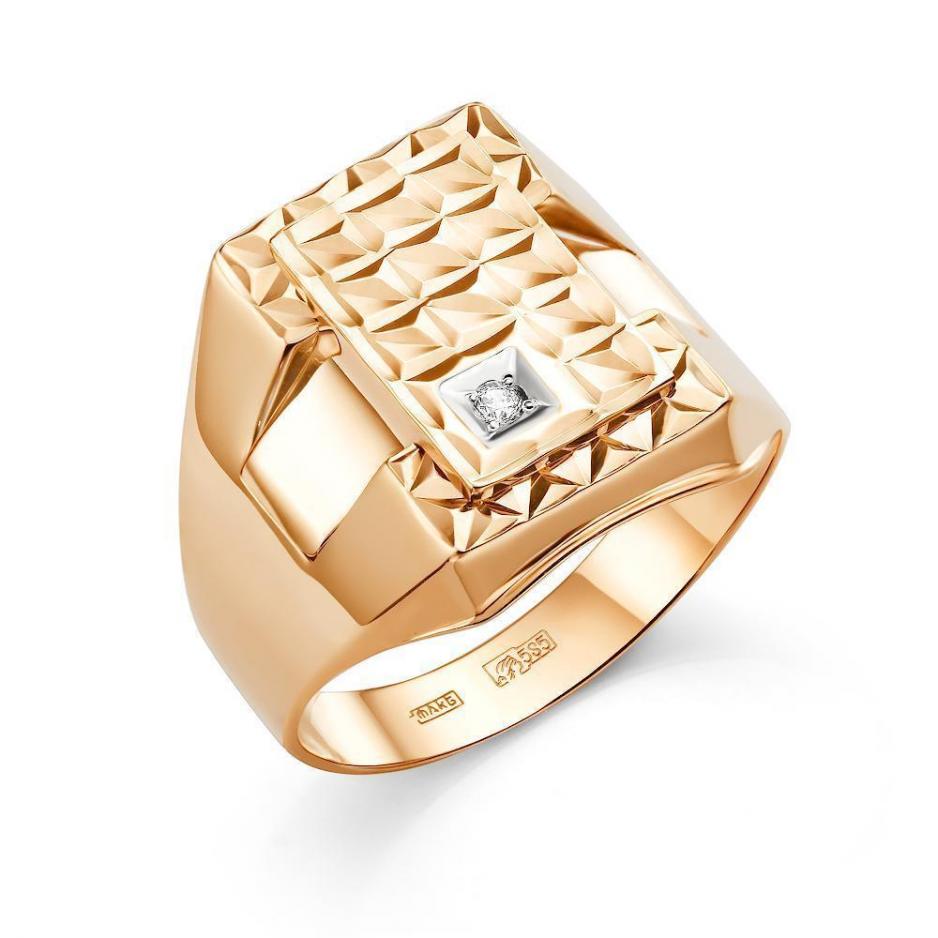 Золотое кольцо Караваевская ювелирная фабрика с цирконием