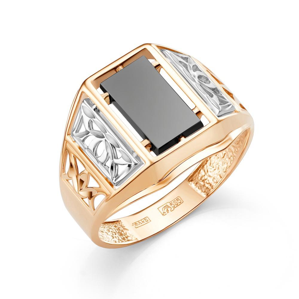 Золотое кольцо Караваевская ювелирная фабрика с ониксом