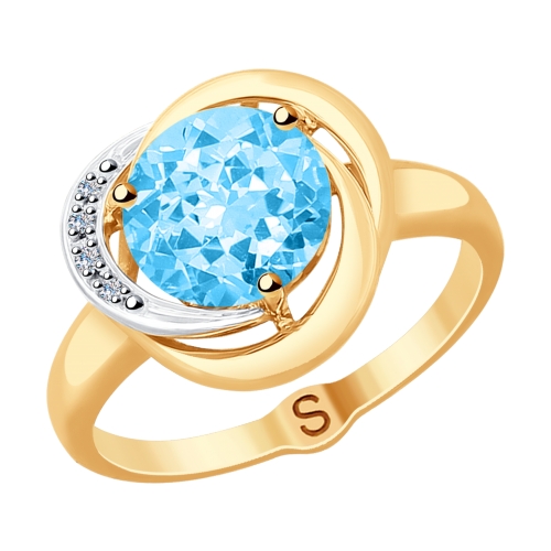 Золотое кольцо SOKOLOV с топазом и бриллиантом