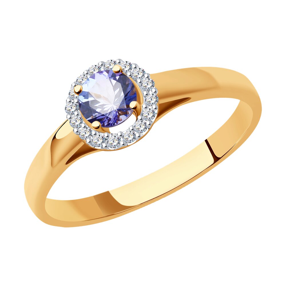 Золотое кольцо SOKOLOV с бриллиантом и танзанитом