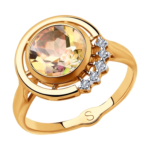 Золотое кольцо SOKOLOV с бриллиантом и морганитом