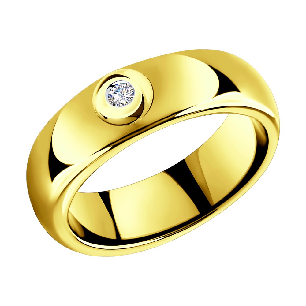 Кольцо из лимонного золота SOKOLOV с бриллиантом и керамикой