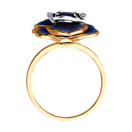 Золотое кольцо SOKOLOV с бриллиантом, сапфиром и эмалью