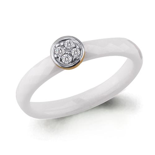 Золотое кольцо AQUAMARINE с фианитом и керамикой
