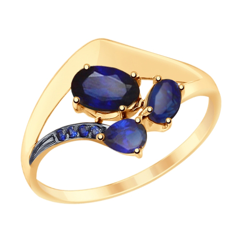 Золотое кольцо SOKOLOV с сапфировым корундом