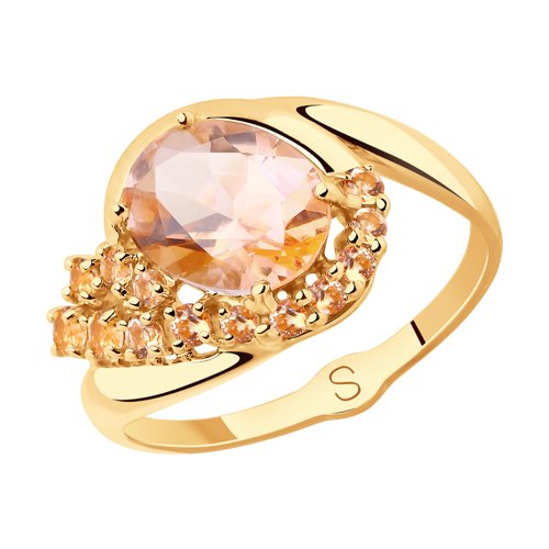 Золотое кольцо SOKOLOV с топазом Swarovski