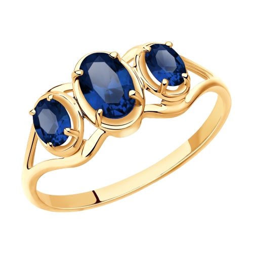 Золотое кольцо SOKOLOV с сапфировым корундом