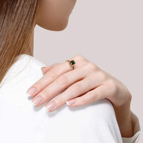 Золотое кольцо SOKOLOV с фианитом и турмалином