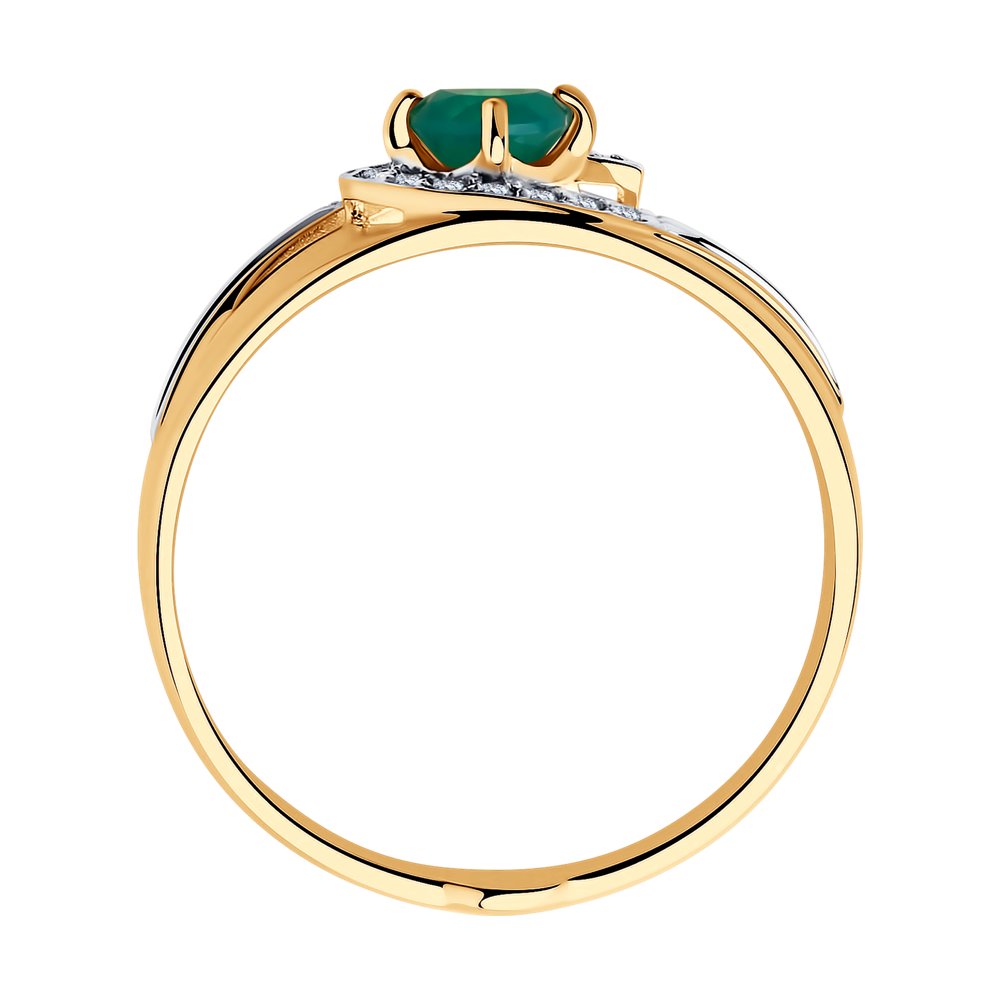 Золотое кольцо SOKOLOV с фианитом и агатом