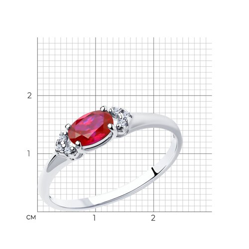 Серебряное кольцо SOKOLOV с фианитом и рубиновым корундом