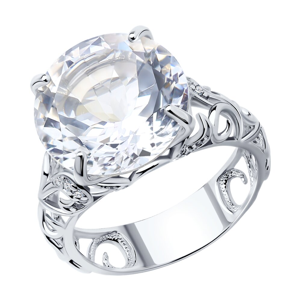 Серебряное кольцо SOKOLOV с фианитом и горным хрусталём