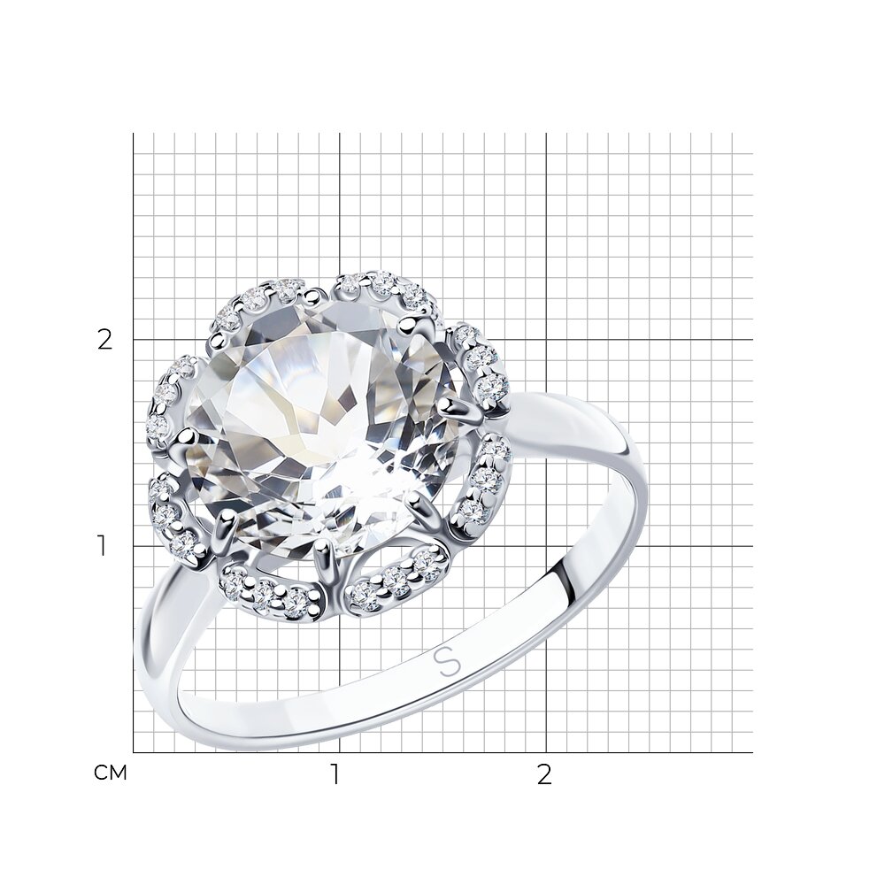 Серебряное кольцо SOKOLOV с фианитом и горным хрусталём