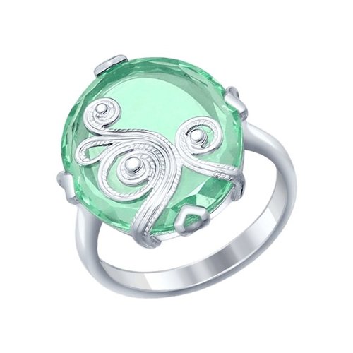 Серебряное кольцо SOKOLOV с ситаллом цвета Кварц зеленый