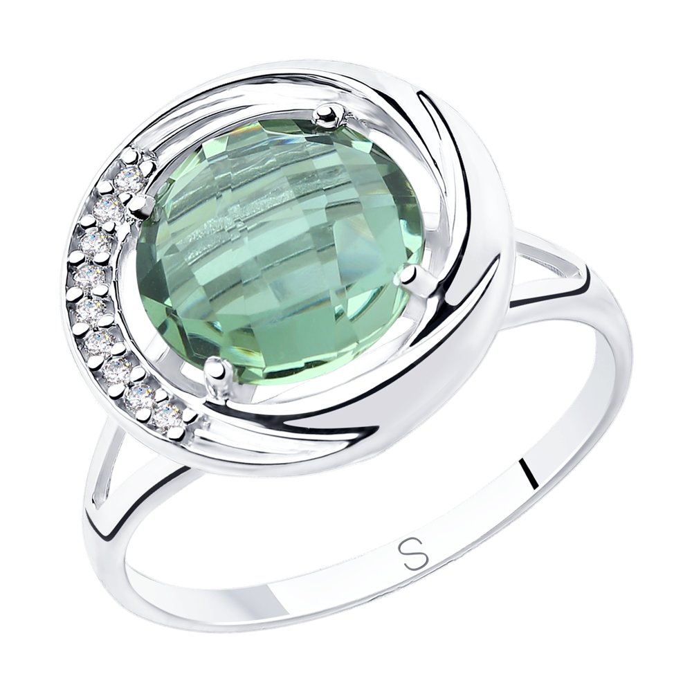 Серебряное кольцо SOKOLOV с фианитом и кварцем